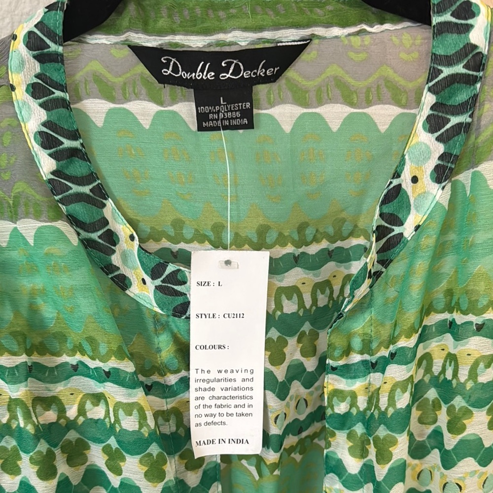 Lulu-B Green Long Sleeve Bishop Dress for Casual Resort Wear - Picture 2 of 5